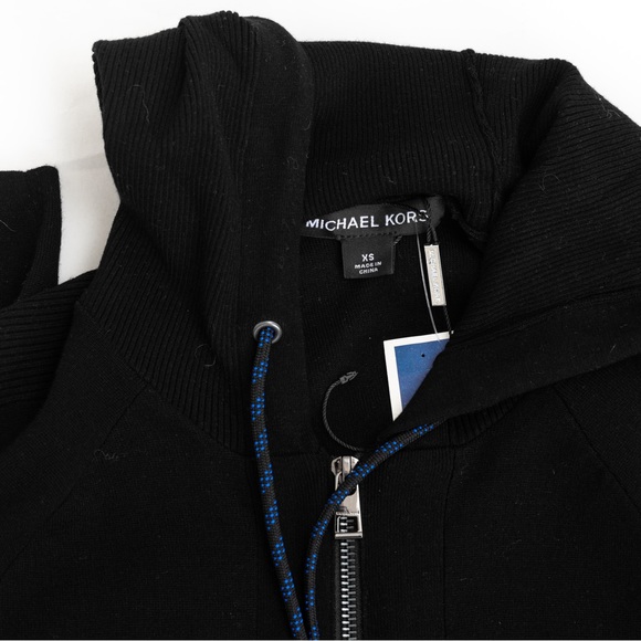 Michael Kors black hooded zipper cardigan sweater jacket urban minimalist XS - Picture 10 of 11